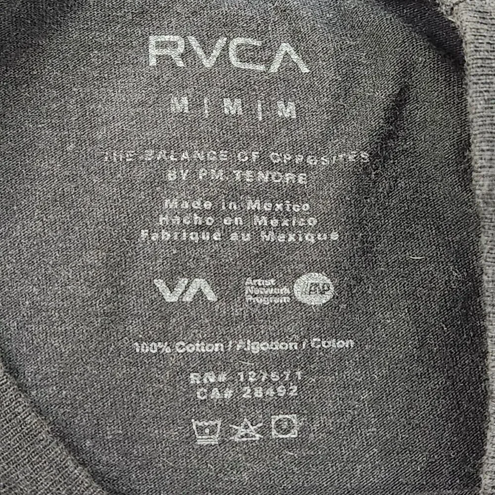 RVCA T-Shirt Men's M Black Short Sleeve‎ Logo Graphic Regular Fit Crew Cotton